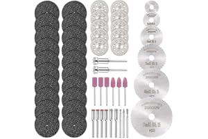 53pcs Cutting Wheel Set for Rotary Tool, GOXAWEE 1/8’’ Shank 545 Diamond Cutting Wheel, Mini HSS Cut Off Saw Blades, Resin Cutting Discs with Mandrels for Stone Wood Metal