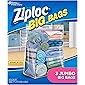 Ziploc Storage Bags, Double Zipper Seal & Expandable Bottom, Jumbo, 3 Count, Big Bag