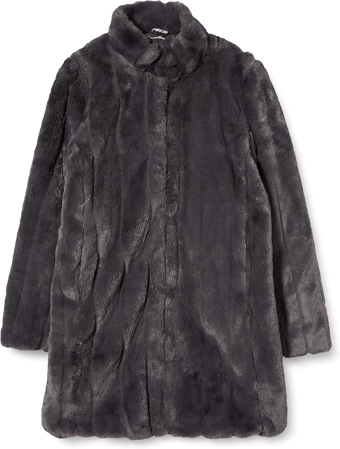 Dorothy Perkins Women's Slate Longline Pleated Faux Fur Coat Amazon.co