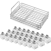 New Star Foodservice Glass Cube Mini Salt and Pepper Shaker (Silver with Rack)