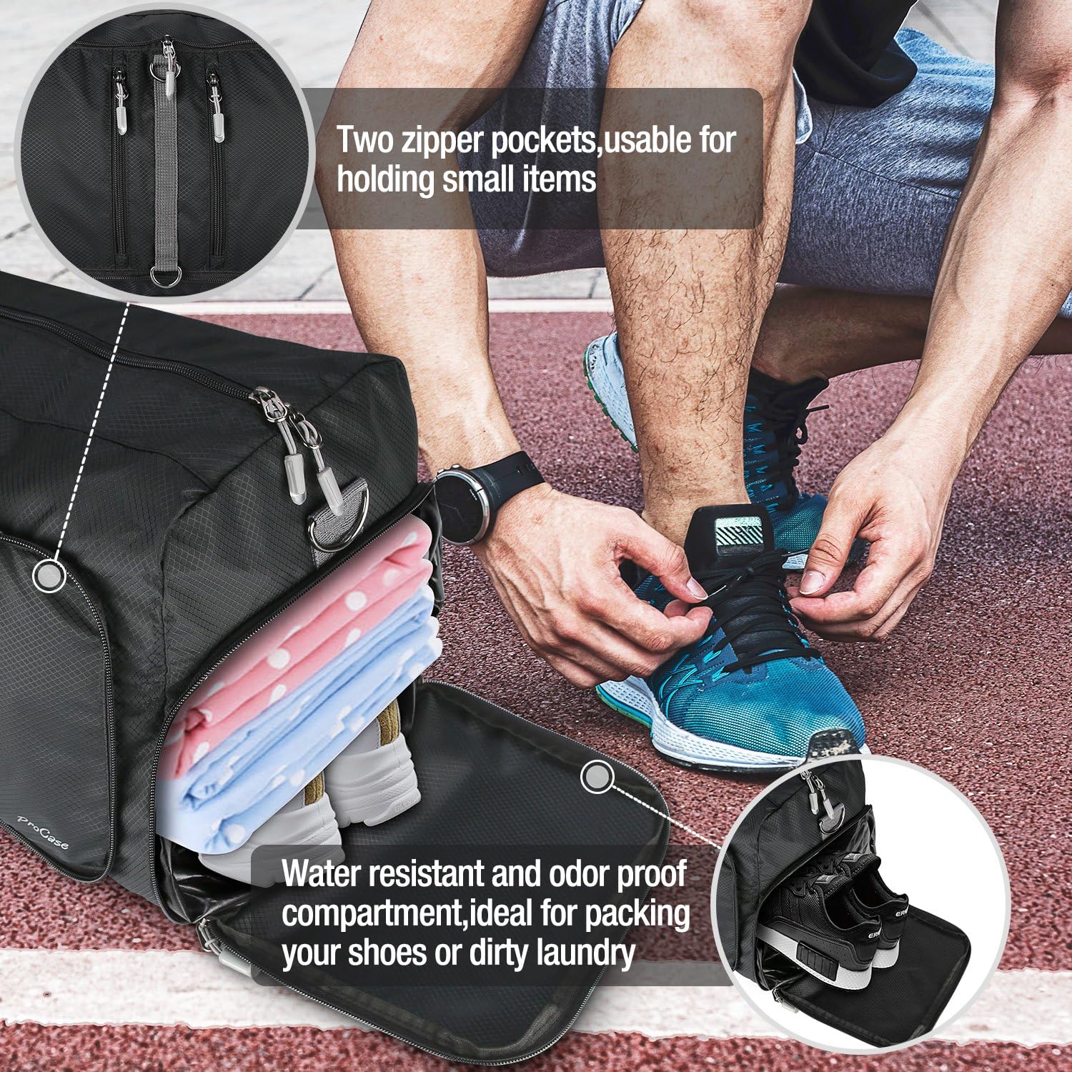 ProCase Foldable Travel Duffel Bag, 35L Waterproof Gym Sports Bag ...