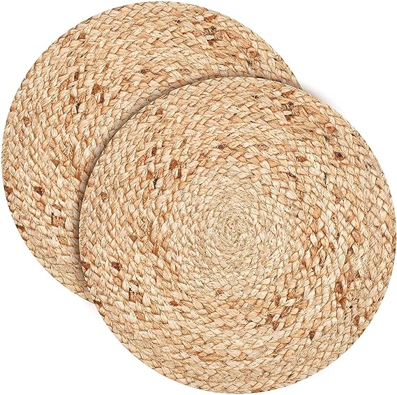 Buy Nestedup Braided Organic Natural Jute Round Placemats (Beige, 35 cm