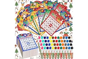 Eersida 192 Pack Christmas Bingo Game and 0.5 oz Dot Daubers Set Includes 144 Bingo Cards and 48 Dot Markers Game Supplies set for Christmas Gifts Party Favor Supplies Xmas Family Casino Play Night