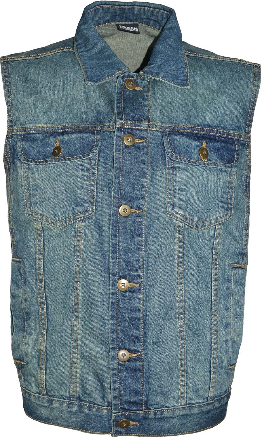 Men's Denim Vest Waistcoat Full Front Button Closure Amazon.co.uk