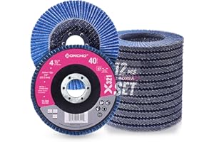 EONCHO Flap Discs 4 1/2 for Angle Grinder,40 Grit Type 27 Zirconia Abrasive Grinding Wheel,7/8" Flap Sanding Disc for Metal, Wood, Stainless Steel Finishing (12 Pack)
