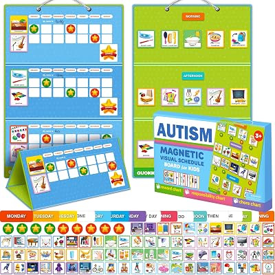 QUOKKA Magnetic Chore Chart for Kids with 145 Reward Cards - Autism ADHD Visual