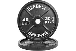 Fitvids 2-Inch Olympic Cast Iron Weight Plate for Strength Training & Weightlifting, Multiple Sizes