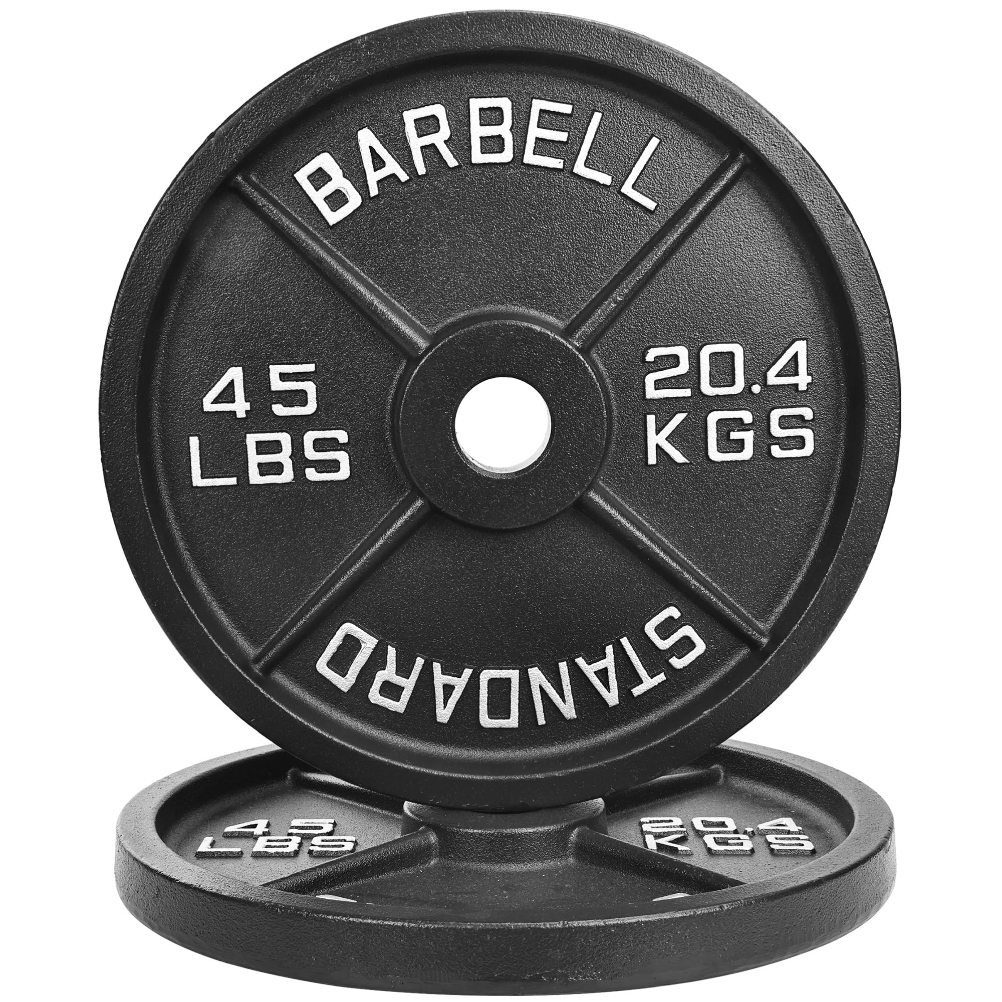 Photo 1 of Fitvids Olympic Cast Iron 2-Inch Weight Plate for Strength Training & Weightlifting, Multiple Weights Available, 45LB (Pair)