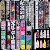 FANDAMEI Nail Charms, Nail Rhinestones Kit with 8 Boxes of Nail Gems, Bedazzling Kit for Nails, Colorful Clear Flatback Rhinestones, Charms Y2K for Nails, Multi Shape Nail Art Accessories for Crafts