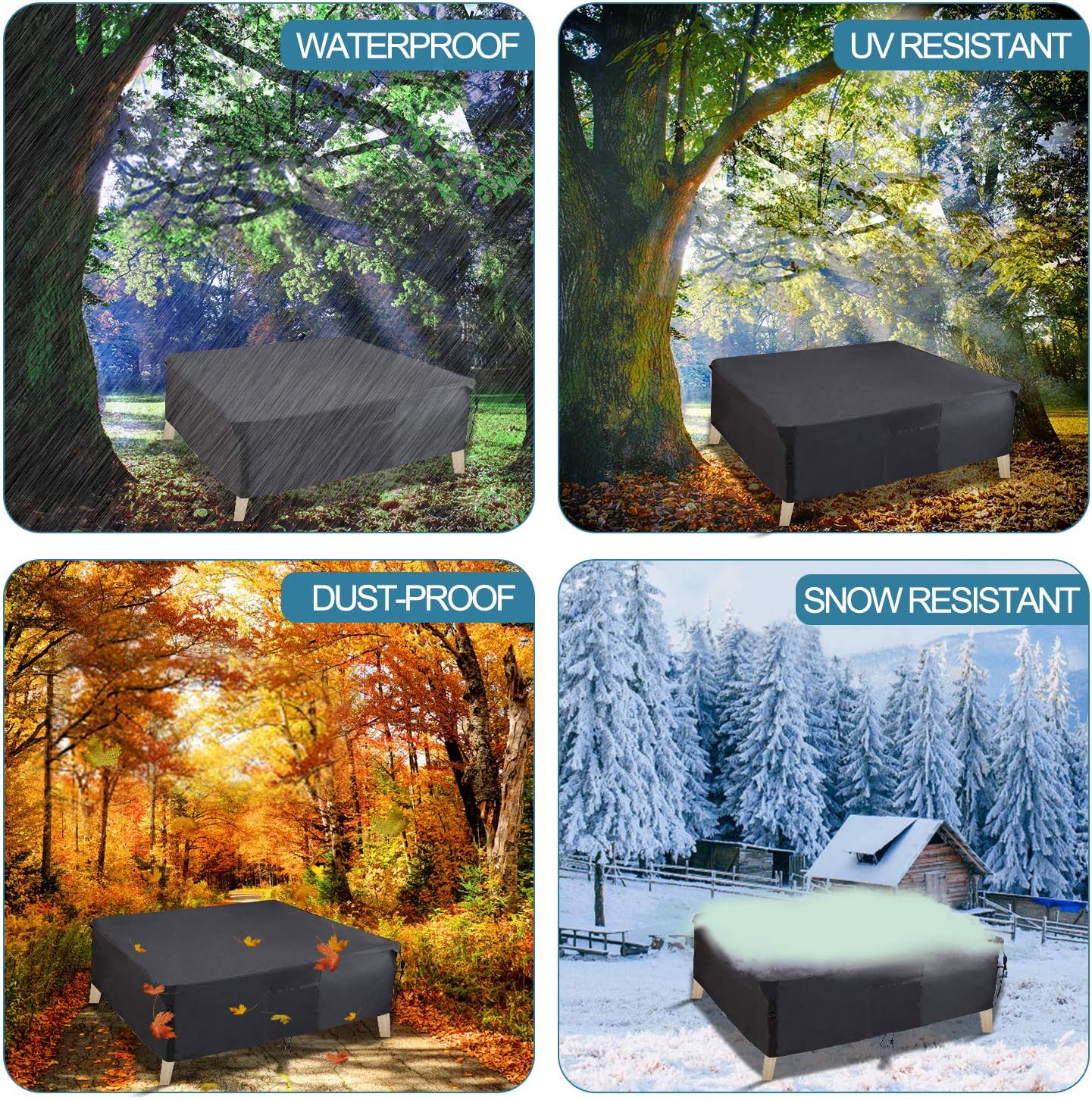 PATIOPTION Patio Table Cover, Rectangular Furniture Set Cover Outdoor Square Cover 600D Heavy Duty Tough Canvas Waterproof Dustproof Dining Table Chair Set Cover w Storage Bag - 74L x 47W x 24H inch : Garden & Outdoor
