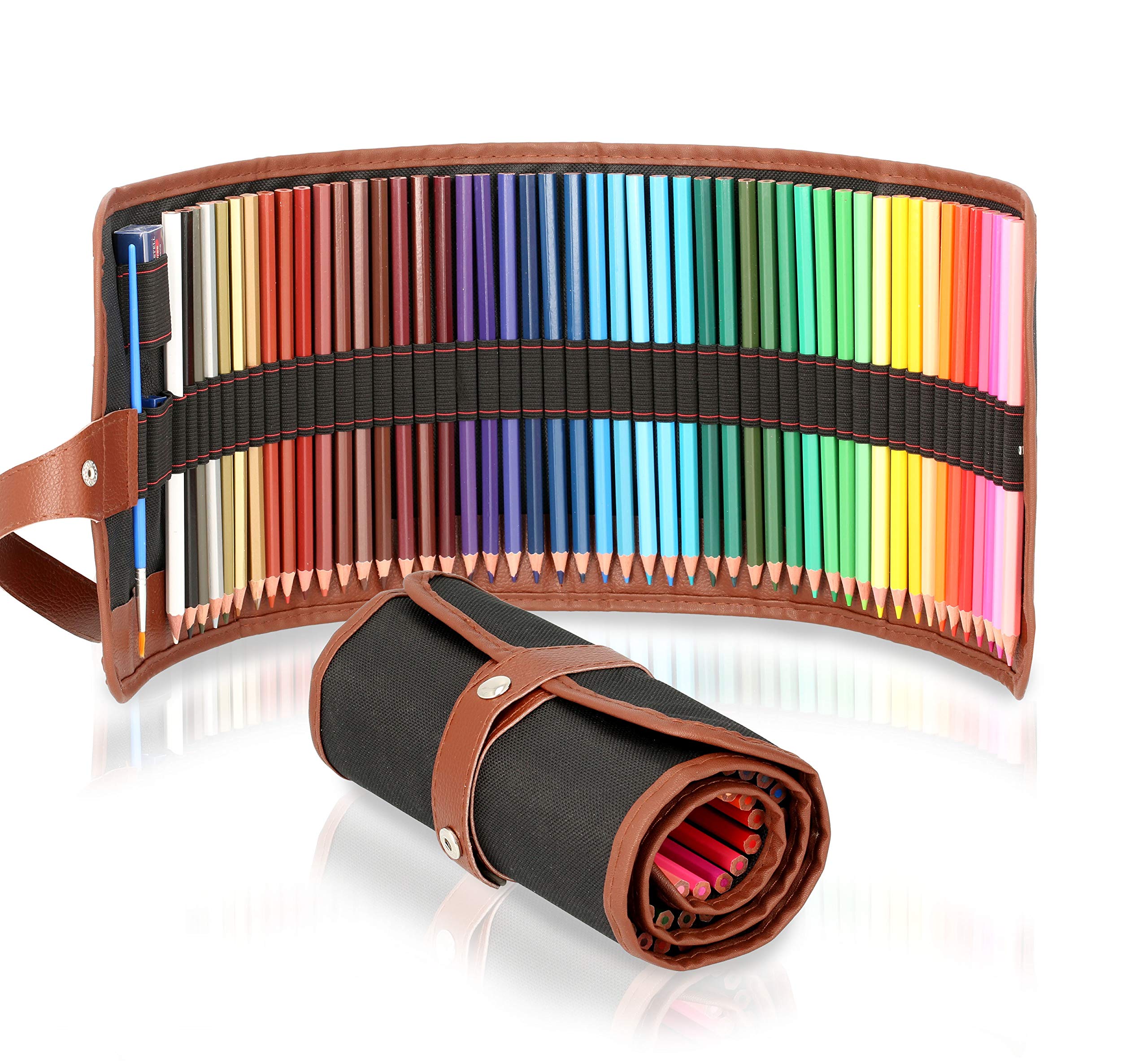 Aquarelle Colouring Pencil Set, 48 Bright Colours with Practical, Roll-up holder, for Children and Adults, for Creative Painting