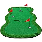 ZELTRI Golf Putting Green Mat-10x4.8Ft Professional Large Practice Putting Mat with 3 Flags 1 Movable Cup 1 Golf Club 3 Balls for Indoor and Outdoor Party GameTraining Mat