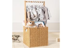 GiftAmaz Baby Shower Crate Closet, Large Hand-Woven Rattan Storage Crates with Handle, Baby Shower Gifts, Baby Welcome Box Nu