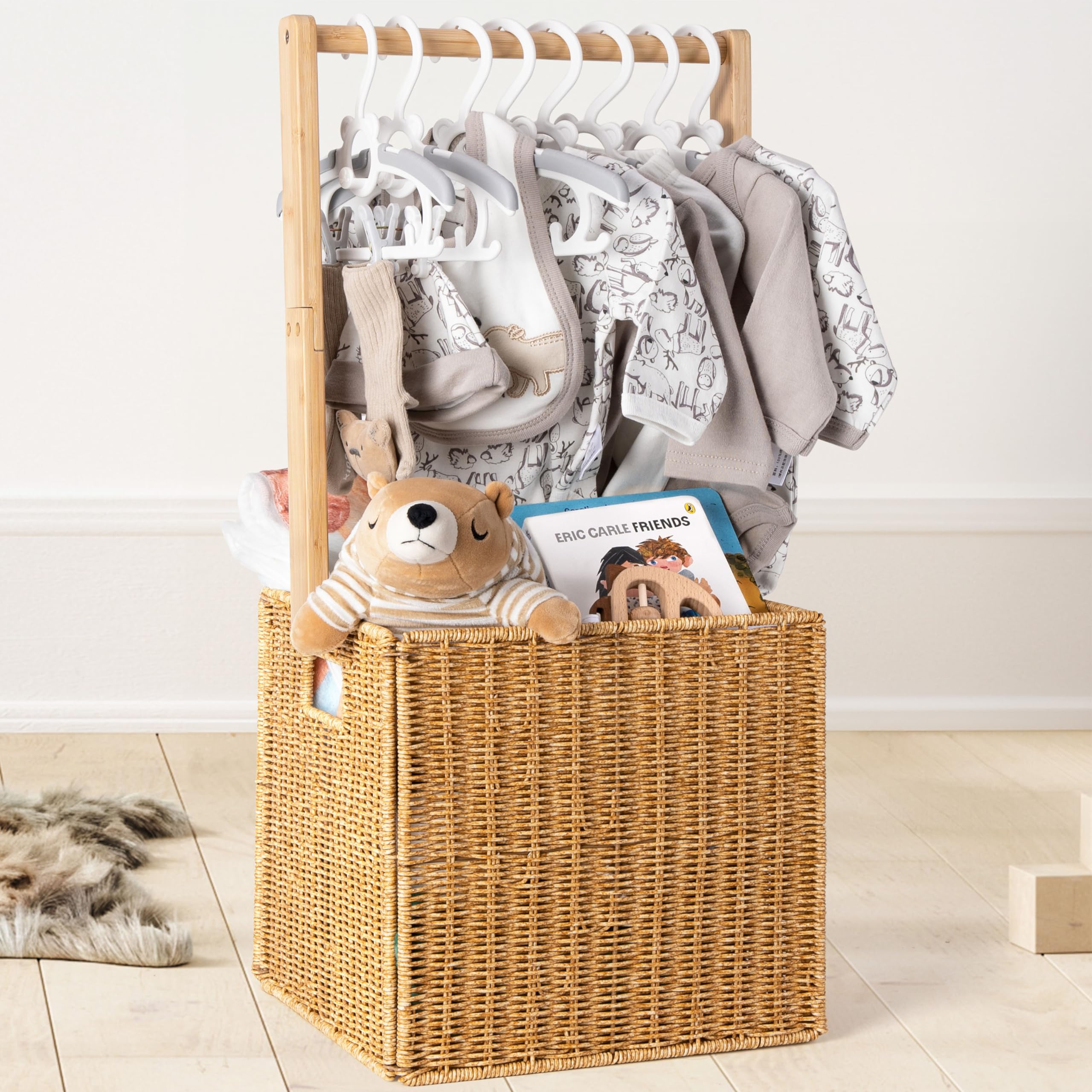 Photo 1 of **reference im,age**GiftAmaz Baby Shower Crate Closet, Large Hand-Woven Rattan Storage Crates with Handle, Baby Shower Gifts, Baby Welcome Box Nursery Basket for Newborn Boys Girls, Pregnancy Gifts for New Parents