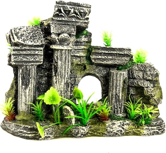 Aquarium PolyResin Fish Tank Ornament Atlantis Greek Roman Ruins