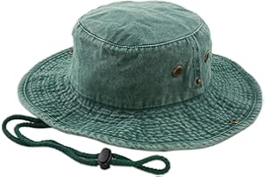 The Hat Depot Cotton Stone-Washed Safari Wide Brim Foldable Double-Sided Sun Boonie Bucket Hat