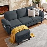 Chireca 80" Convertible Sectional Sofa, Small L Shaped 3 Seat Couch with Reversible Storage Chaise, Modern Polyester Fabric Sofa Couches for Living Room, Apartment and Small Space, Dark Grey