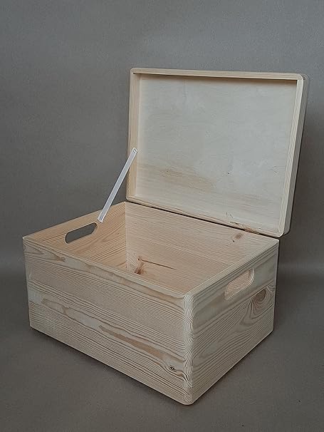 Allzweckkiste/Aufbewahrungsbox mit Deckel Holz unbehandelt 40x30x23 cm