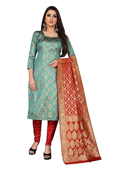 Anand Jacquard Silk Woven Salwar Suit Dress Material for Women