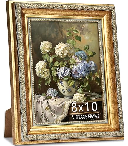 Leuhiove 8x10 Vintage Flower Picture Frame | Ornate Golden Frame With Mat For 5x7 Or 8x10 Photos | Tabletop Or Wall Display - View #10