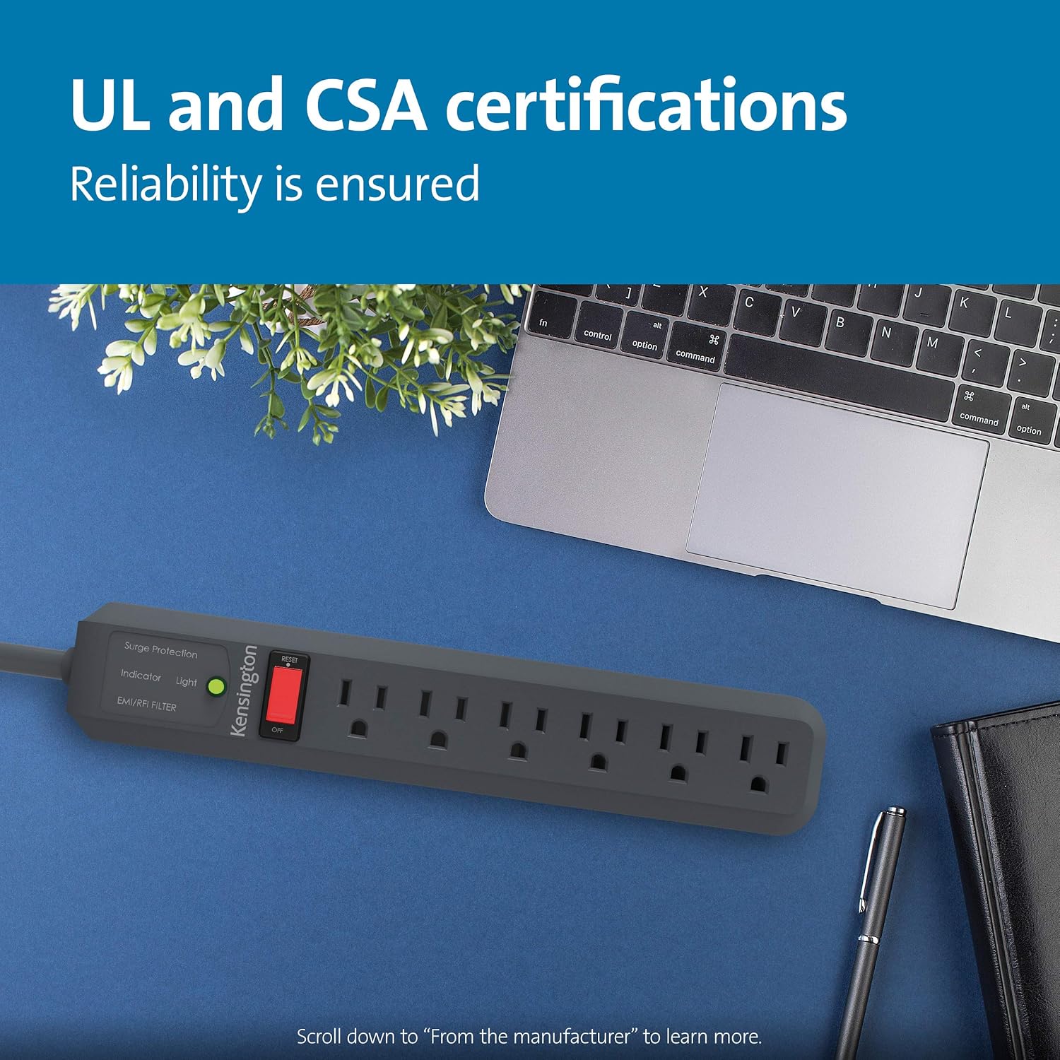 Kensington Guardian 6 Outlet, 15-Foot Cord, & 540 Joules Premium Surge Protector (K38215NA): Home Audio & Theater