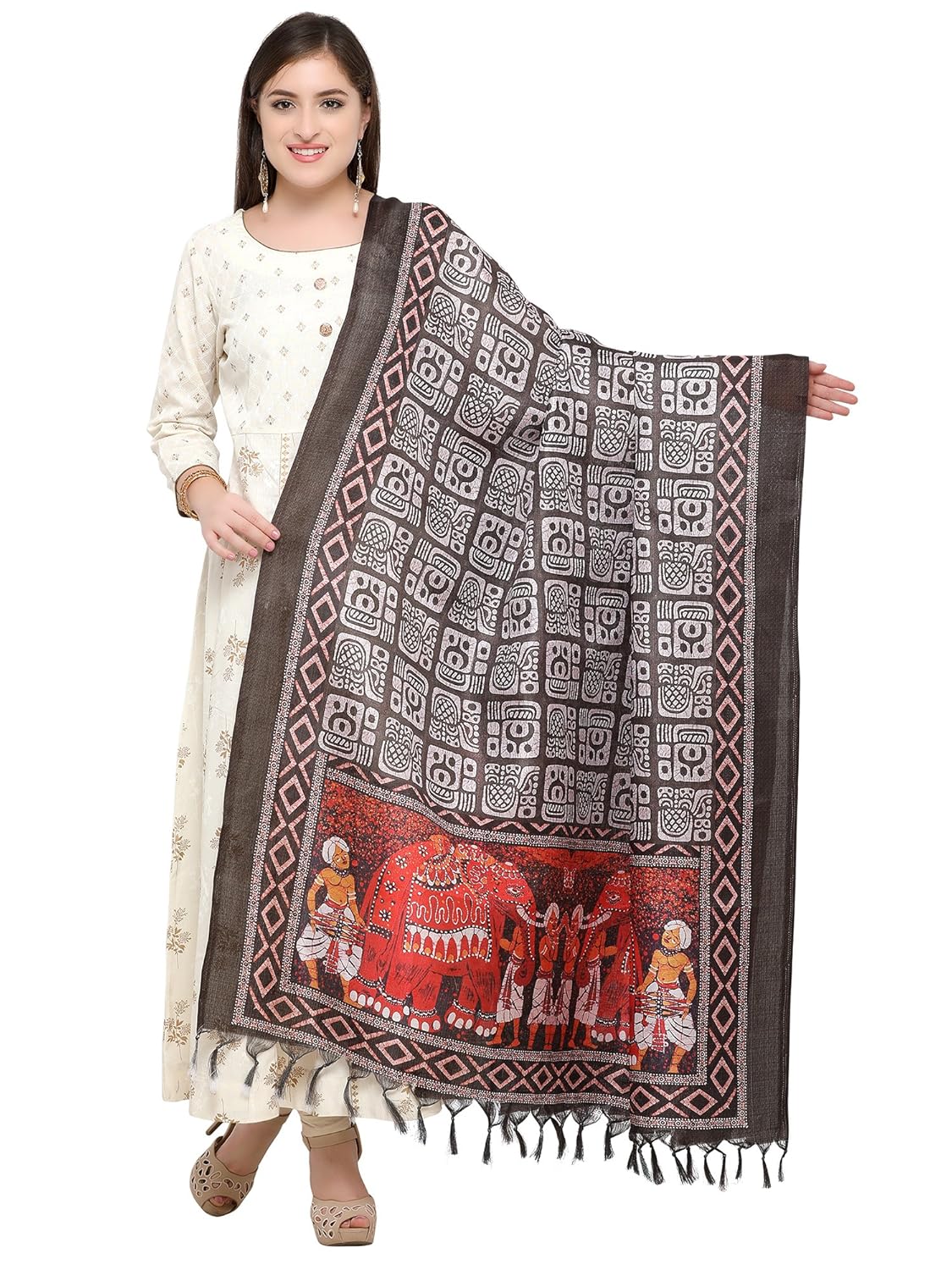 applecreation women's khadi silk dupatta (brown_dgdpt71)