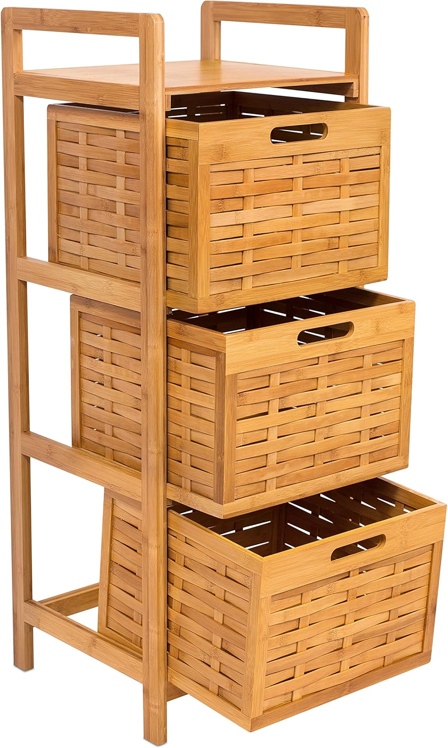 BIRDROCK HOME Storage Tower - Made of Natural Bamboo - Lightweight for Easy Transport - Fully Assembled