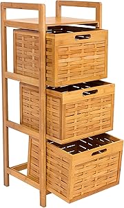 BIRDROCK HOME Storage Tower - Made of Natural Bamboo - Lightweight for Easy Transport - Fully Assembled