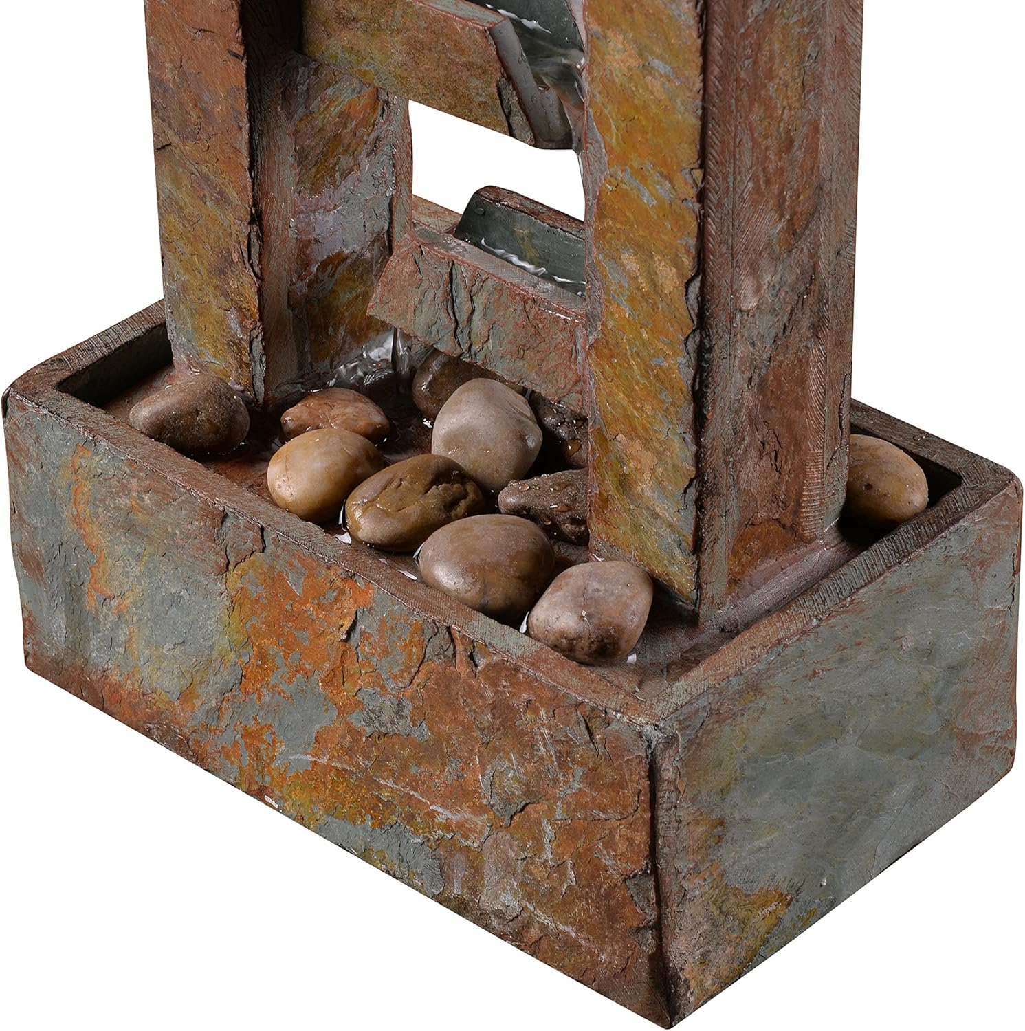 Kenroy Home Rustic Indoor Table Fountain, 19 Inch Height, 10 Inch Width, 6 Inch Ext. with Slate (51046SL) : Garden & Outdoor