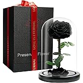 LOVAPPY Forever Preserved Rose - Eternal Rose in Glass Dome - Beauty and The Beast Rose for Mom - Fresh Flowers (Black, 9 inch)