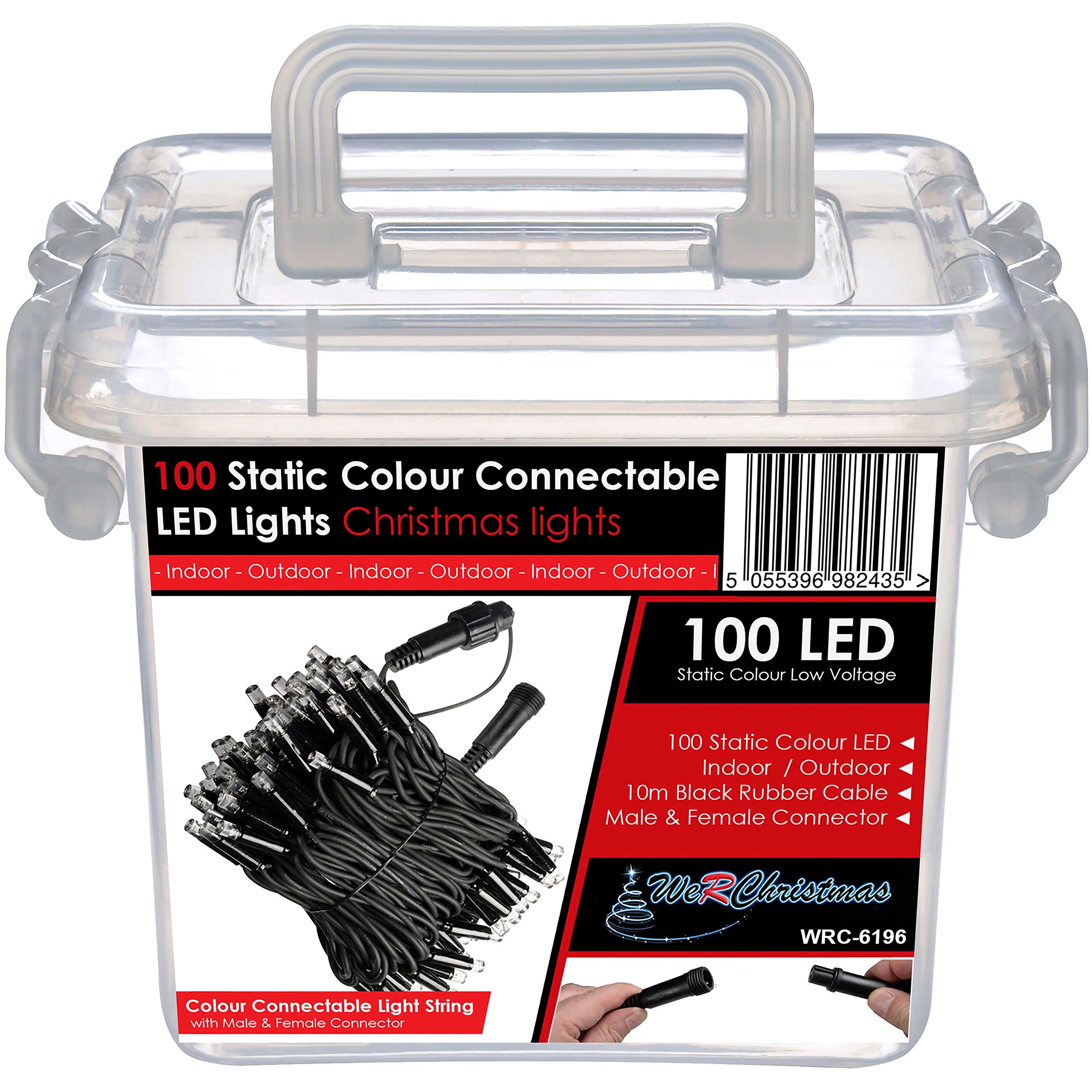WeRChristmas 100 Connectable Static LED String Lights with 2 Pin Male and Female Connector - 10 m, Multi-Colour — image 1