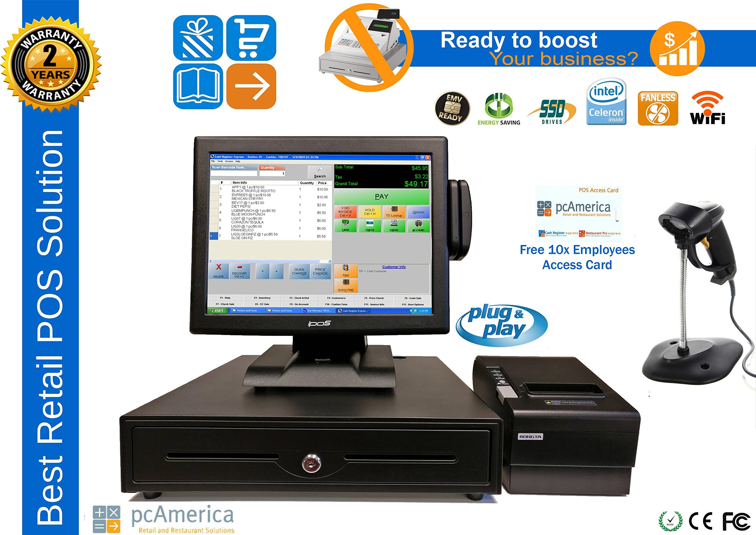 All In One Point Of Sale Complete System with PC America CRE/ Retail