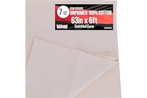 U.S. Art Supply 7-Ounce Unprimed Canvas Roll, 63" Wide x 6' Long (2 Yards) - 100% Cotton, Woven, Acid-Free - Unstretched Canvas Rolls for Painting, Murals, & DIY Crafts