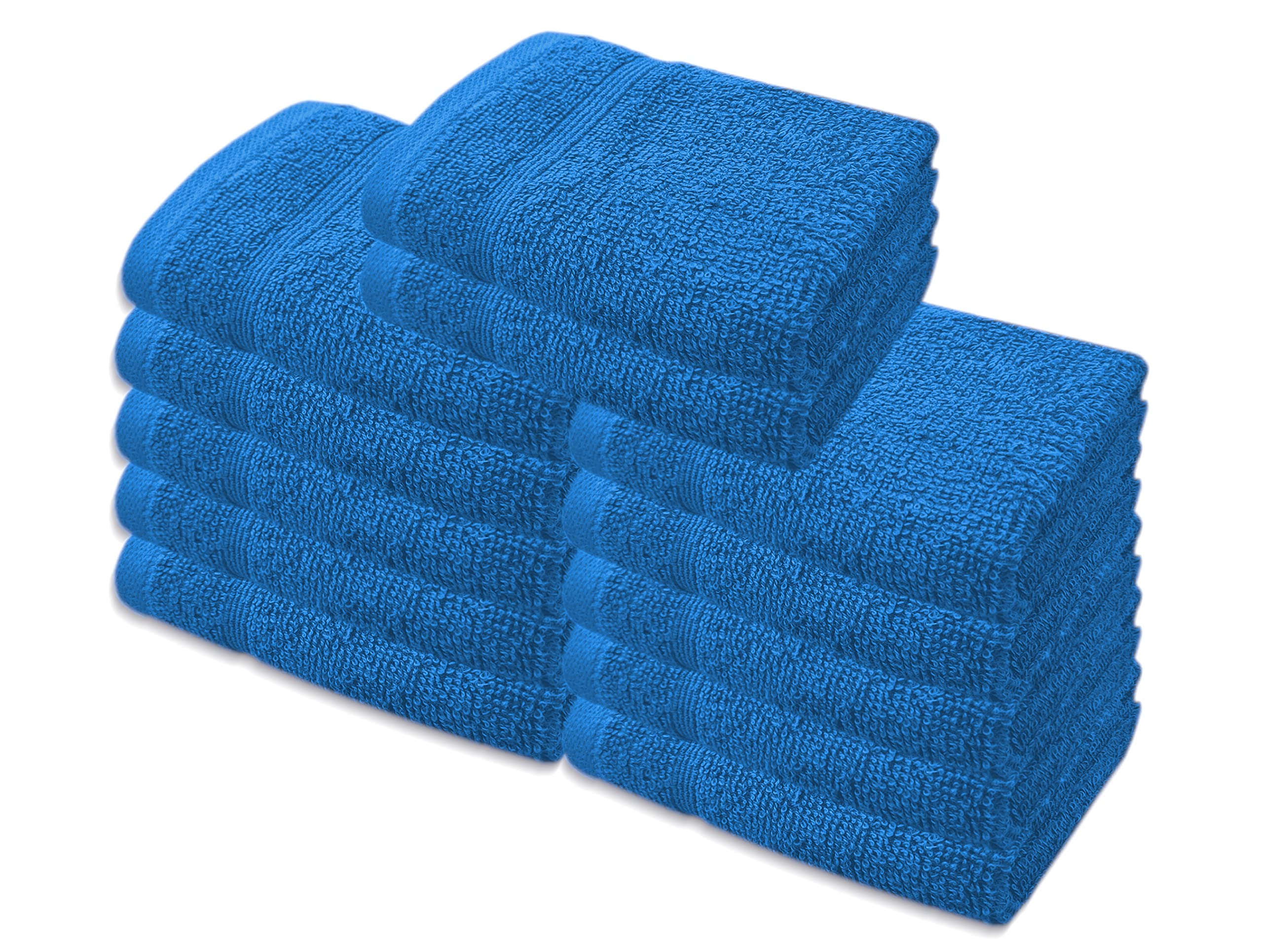 A & B TRADERS Premium Cotton Face Cloths Flannels Washcloth 12-Pack 500 GSM Ring Spun Soft Absorbent 30 x 30cm Towels (Cobalt)