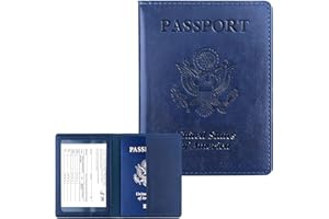 LXZYU Passport Holder for Travel Men Women - Passport Cover, Passport Wallet Case Travel Essentials Travel Must Haves Accessories Blocking Leather Card Slot Protector for Stocking Stuffers Gifts, Navy Blue
