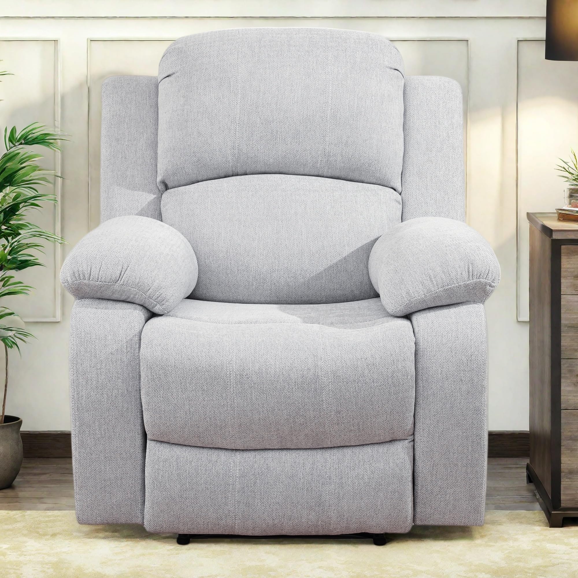 Photo 1 of FONTOI Power Recliner Chair, Oversized Reclining Chair with Home Theater Seating, Oversized Single Electric Recliner Sofa Breathable Living Room Chairs for Adults Reading Gaming, Grey White
