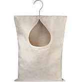 Handy Laundry Clothespin Bag - 11" x 15" - Holds 100 Medium-Sized Clothes Pins, Durable Canvas Material, Hook for Hanging and Effortlessly Sliding on the Clothesline with an Extra-Large Opening.