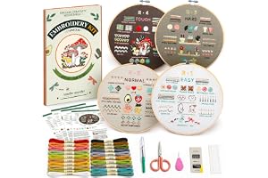 CYANFOUR Embroidery Kit for Beginners with Step-By-Step Guidance & Videos | 4 Stages to Learn 38 Stitches, Includes Multiple Accessories, Gift for Craft Lovers