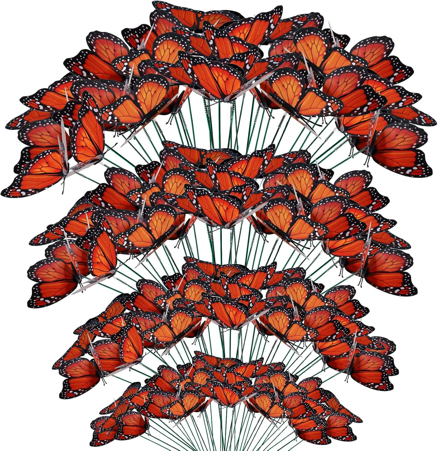Decorative Garden Stakes - Monarch Butterfly Stakes Waterproof Garden Butterfly Ornaments 4 Different Sizes 3D Monarch Butterfly for Day of The Dead Dia De Los Muertos Decor Halloween Party Supplies (200 Pieces)