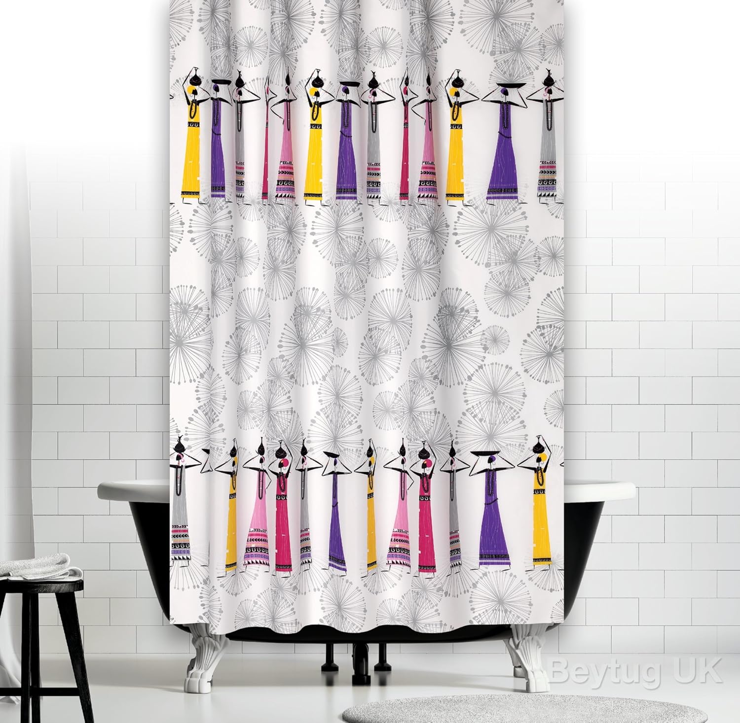 Extra Long And Wide Fabric Shower Curtain 240cm Wide By 200cm