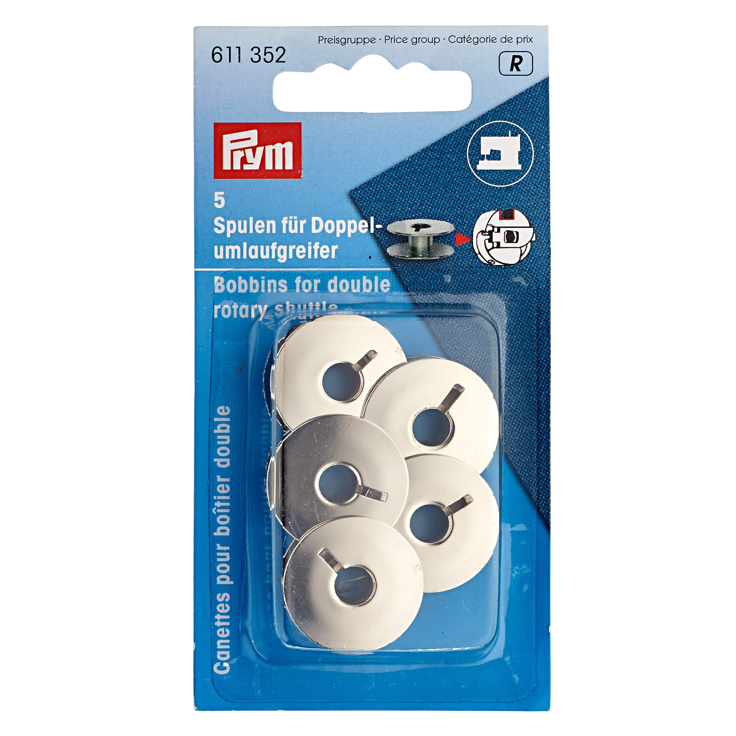 Prym - 21.9mm Metal Bobbins for Double Rotary Shuttle - 3 Pieces