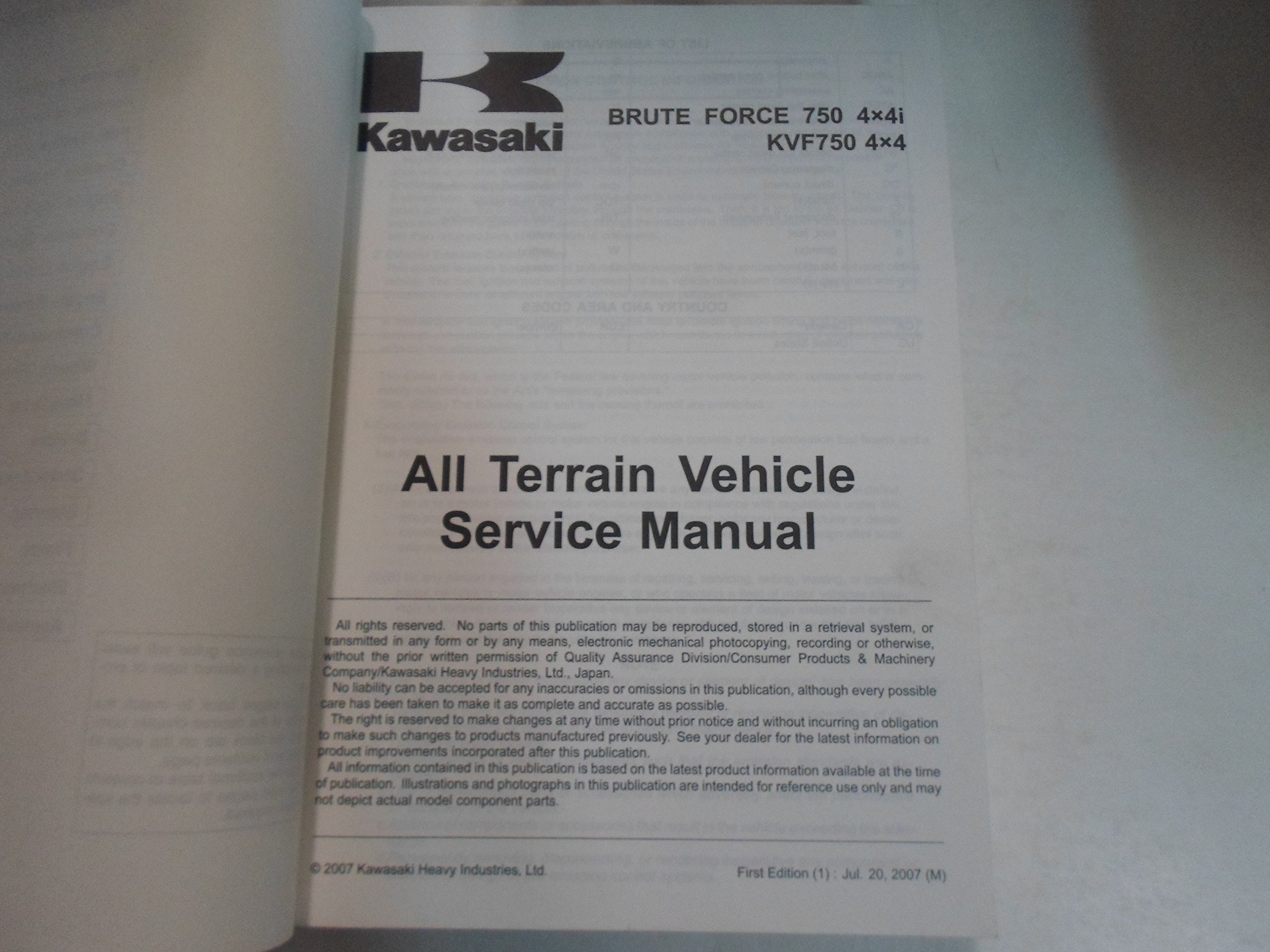 2008 Kawasaki Brute Force 750 4x4i KVF750 4x4 ATV Service Repair Manual  STAINED: KAWASAKI: Amazon.com: Books
