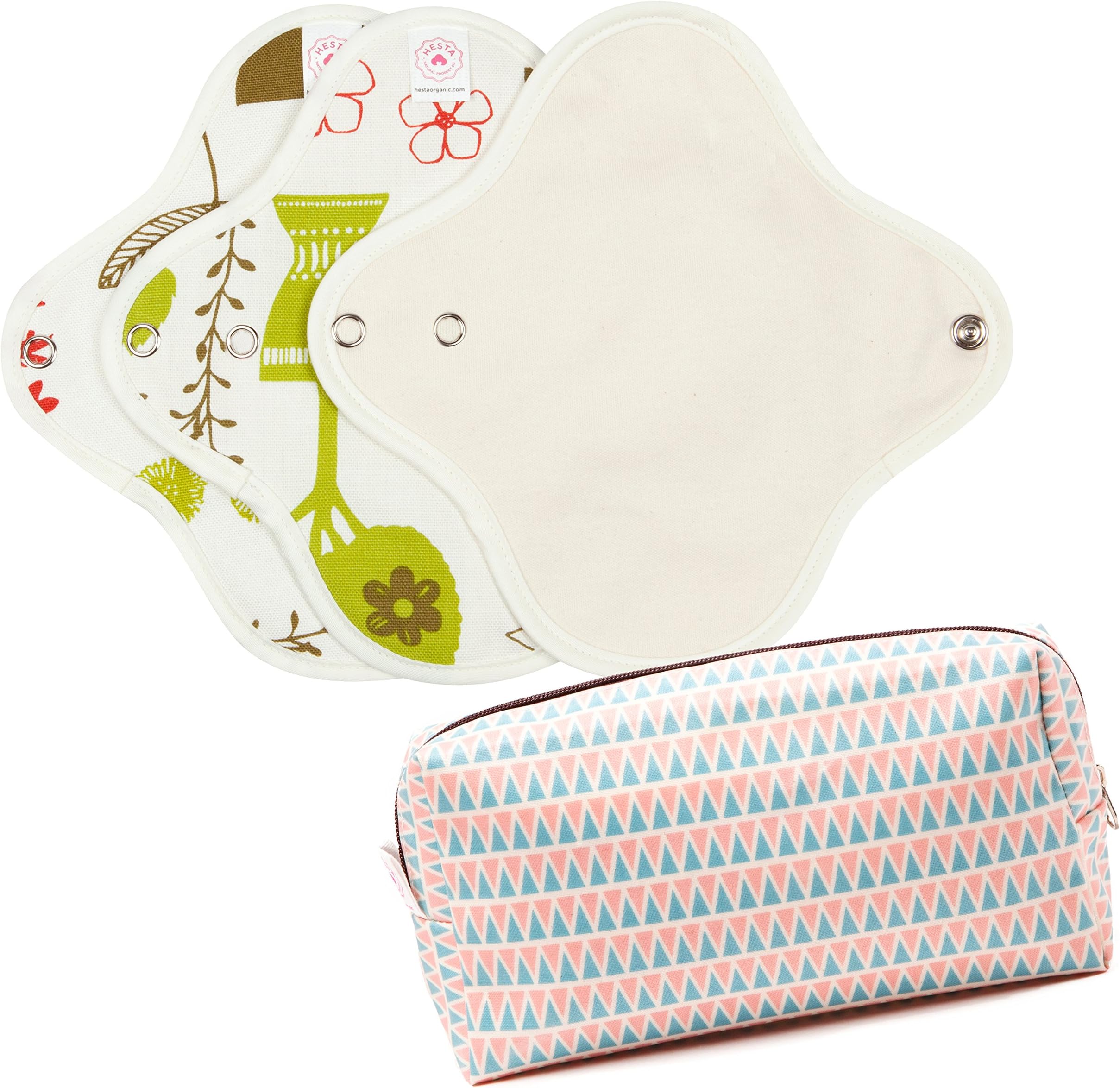 Hesta Organic Cotton Reusable/Washable Cloth Pantyliners 3pads with Waterproof Wet Bag (Garden)
