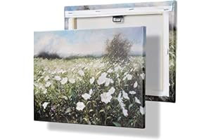 MIEVU Canvas Wall Art for Living Room - Inner Wooden Framed Canvas Art Prints, Painting Vintage Wall Decor for Bedroom,Farmhouse,Bathroom (Flower field, 8 * 10)