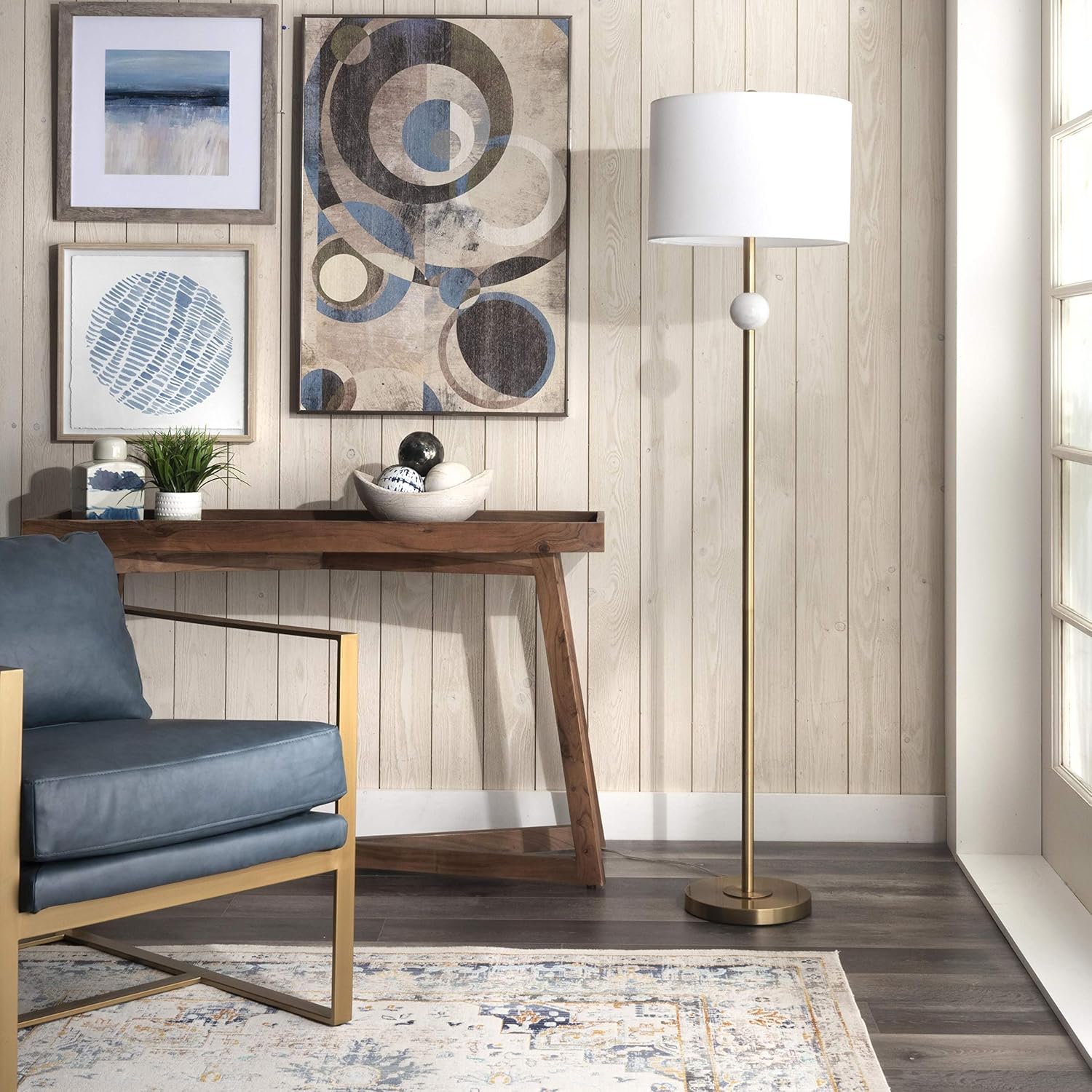 grey and gold floor lamp