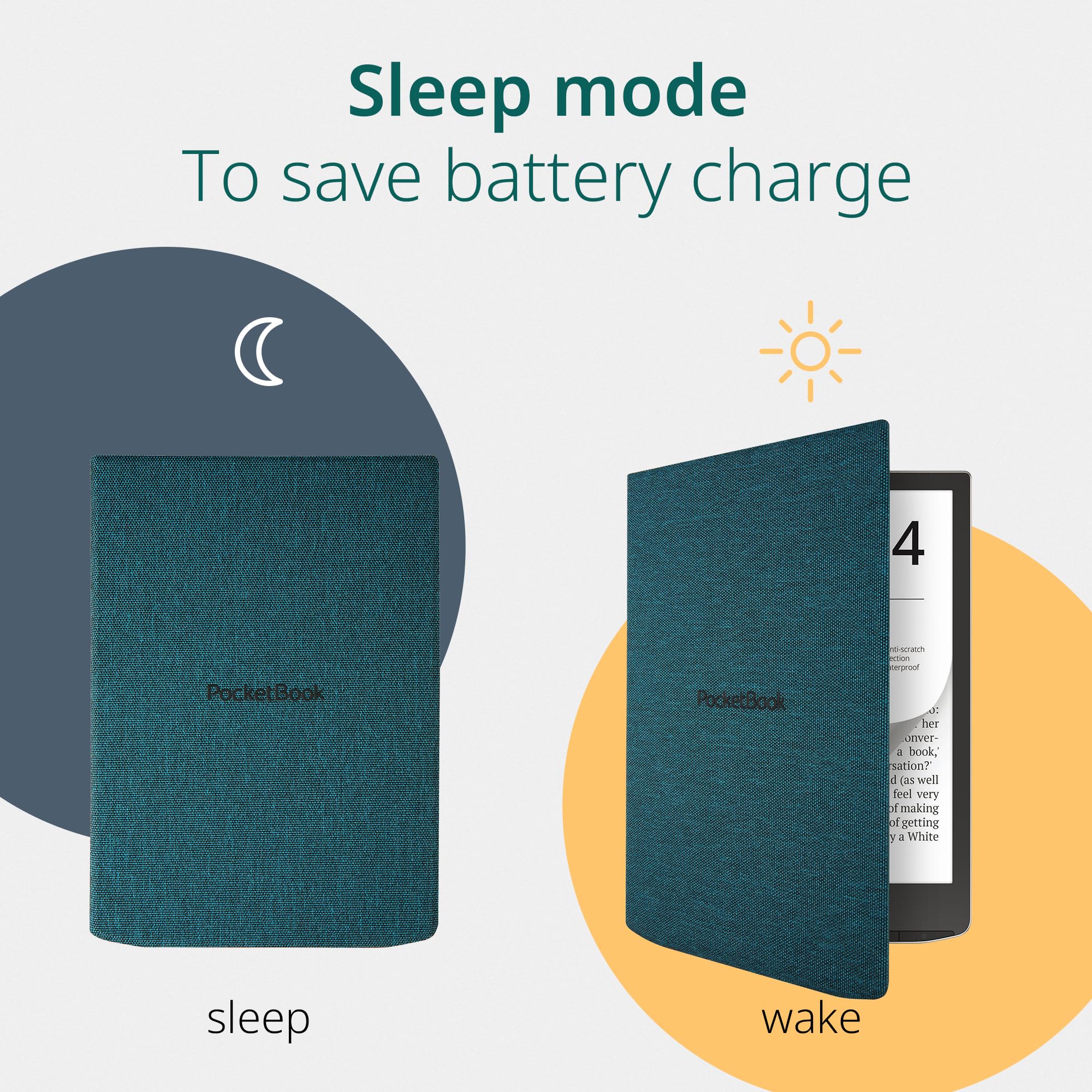 PocketBook E-Reader Cover for InkPad 4 & InkPad Color 2 | Flip Cover with Smart Sleep Function | Durable Protection | Lightweight Covers Perfect for Travel | E-Book Reader Case in Sea Green