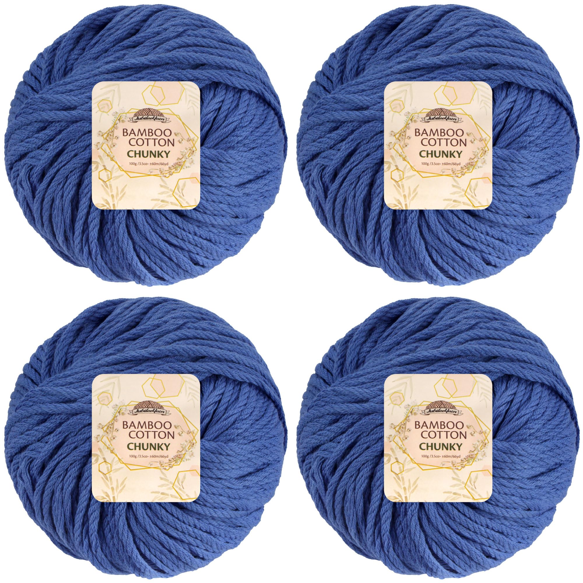 JubileeYarn Bamboo Cotton Chunky Yarn - 100g/Ball - Dynasty Blue - 4 Balls — image 1