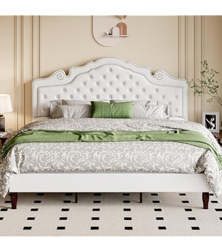 Amazon.com: ACME Furniture Queen Bed, Velvet and Antique Platinum