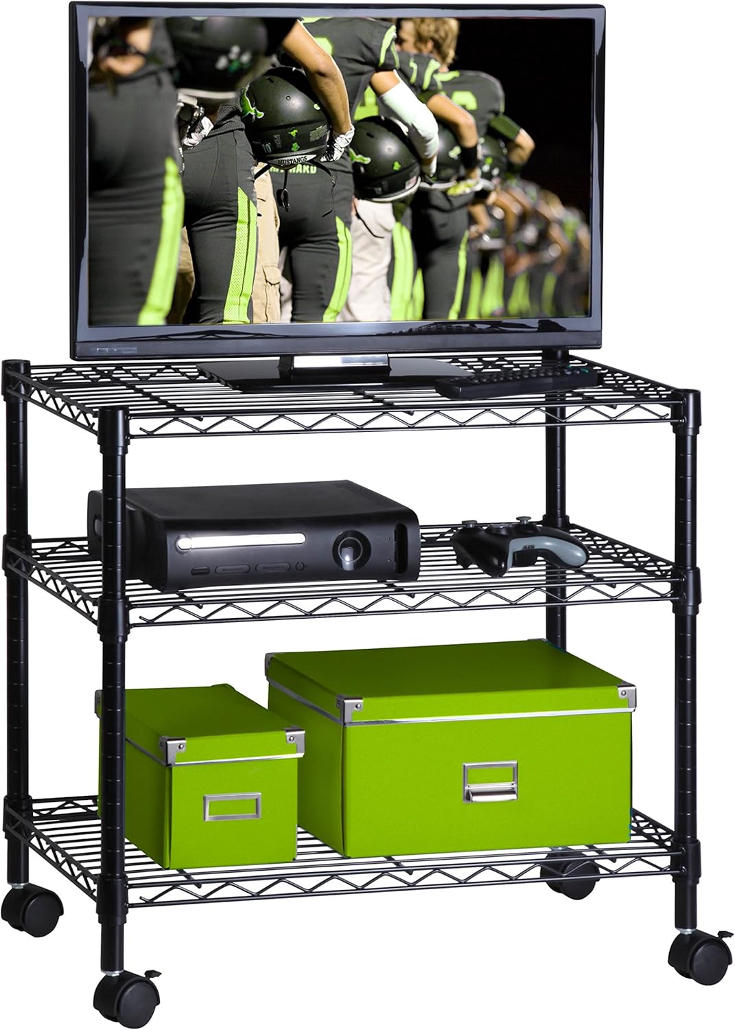 Honey-Can-Do 3-Shelf Portable Multimedia Cart, Black: Home & Kitchen