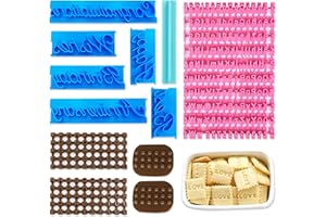 Psiokimi 12 Pcs Number Letter Stamps for Clay, 3 Styles Alphabet Letter Stamp, Plastic Cookie Embosser Stamp Mold for DIY Bis